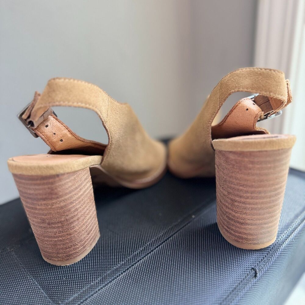 Madewell Cary Tan Suede Slingback Heels Open Toe Block Sandals Size 8 - Picture 5 of 8